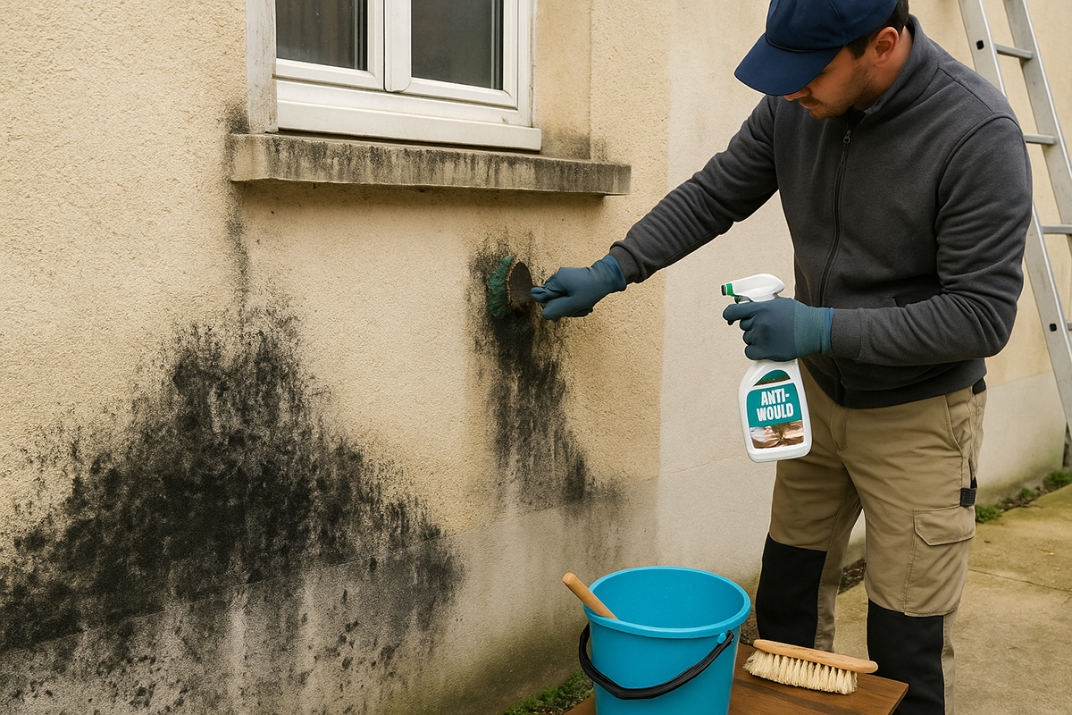 Champignon noir sur un mur extérieur : que faire