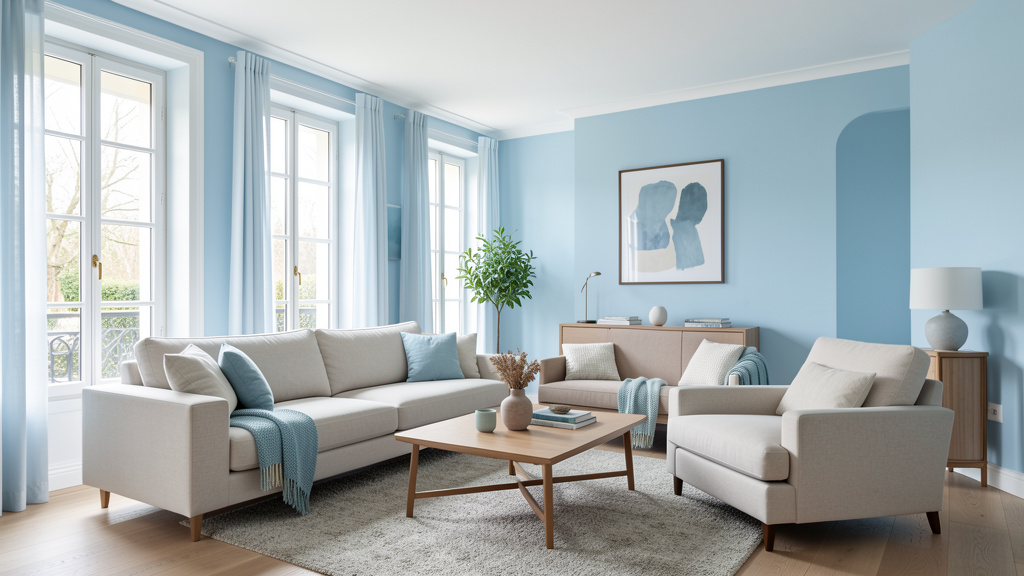 Bleu ciel au salon : Douceur et tranquillité au cœur de la maison