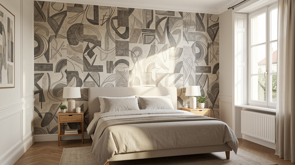 Élégance abstraite : papier peint tendance pour chambre