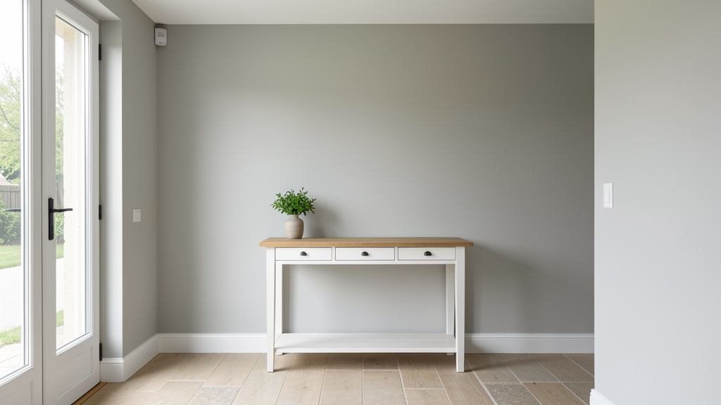 Entrée en gris perle : Premier pas dans une maison calme et accueillante