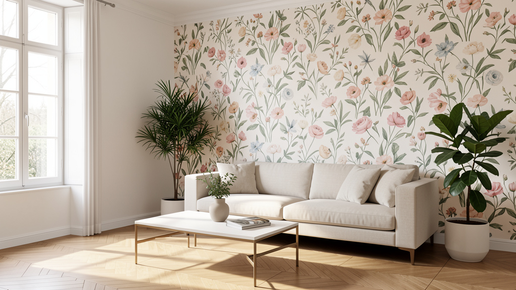 Fleurs en vogue : papier peint moderne pour salon
